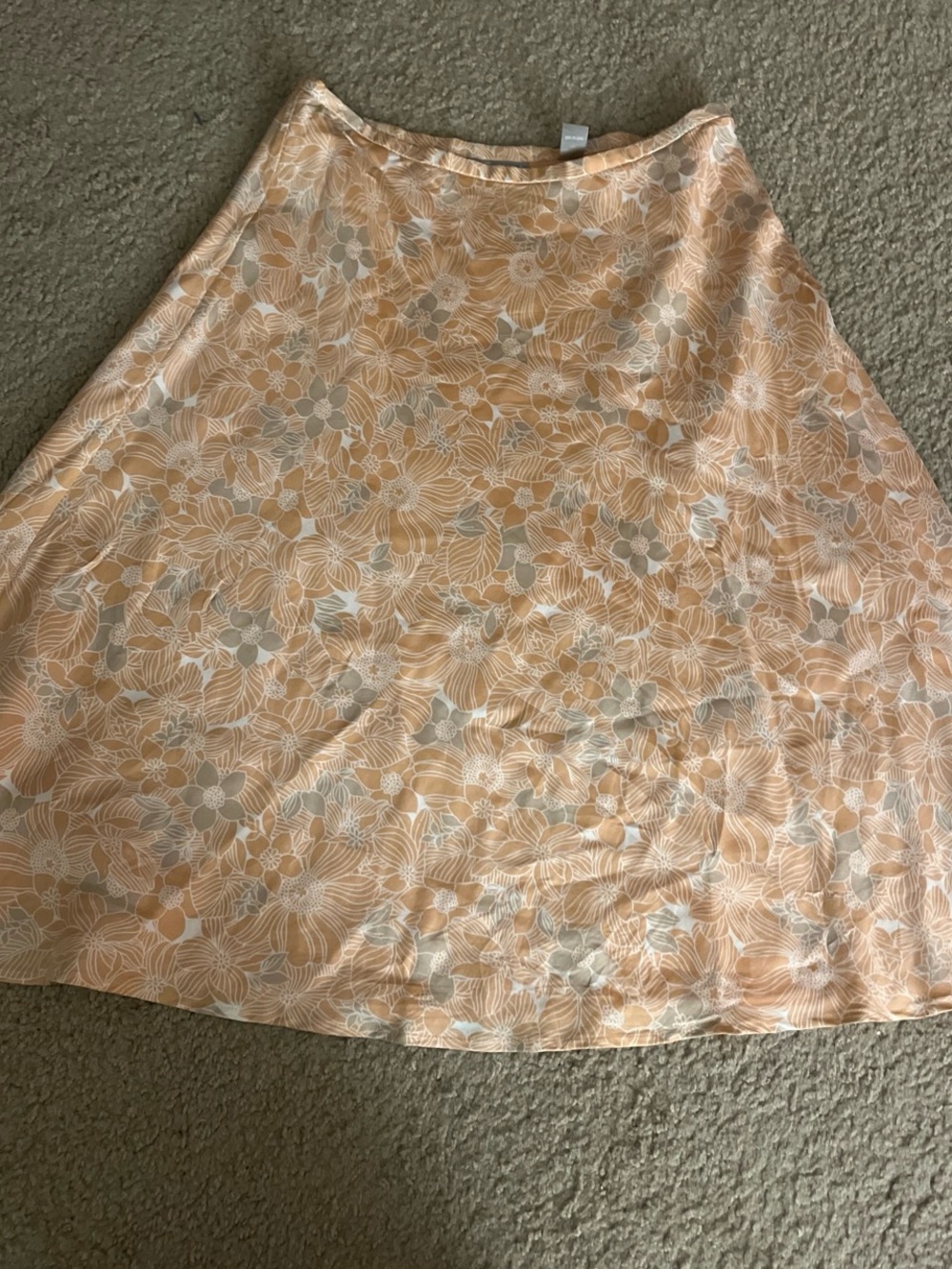 Kate Hill Peach and White Floral A-Line Skirt